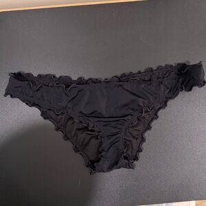 Shade & Shore Black Ruffle Trim Swim Bottoms